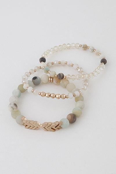 3pc Stone Bracelet Set