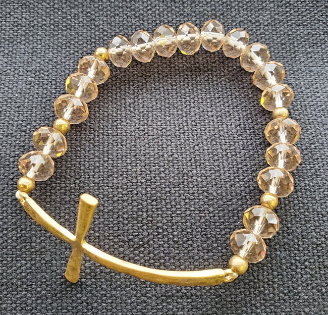 Crystal Bead Cross Bracelet