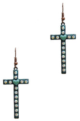 Metal Heart Cross Dangle Earrings