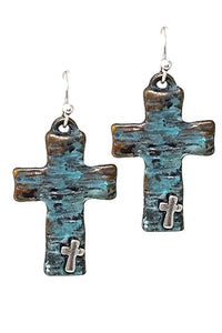 Rigid Cross Earrings - Pink Krush