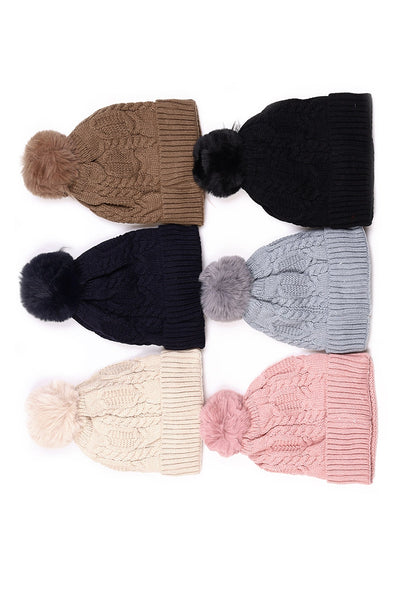 Quilted Pom Pom Winter Hat - Pink Krush