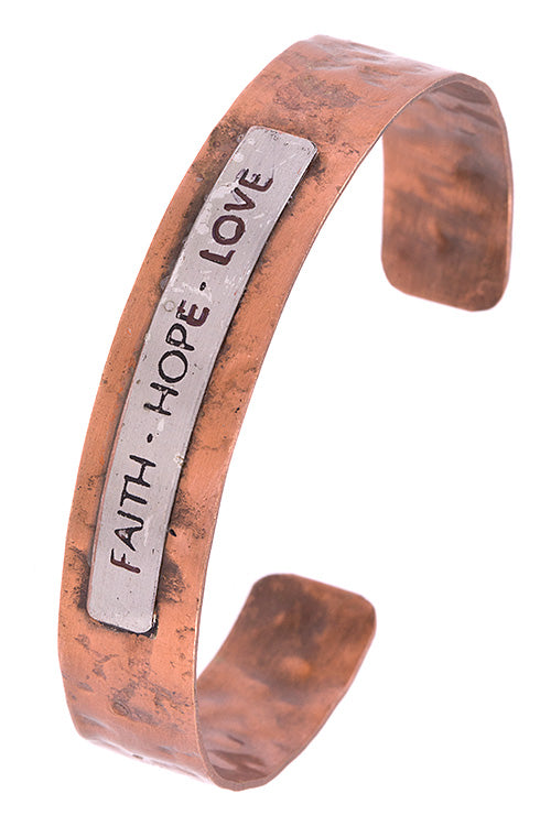 Faith Hope Love Cuff Bracelet - Pink Krush