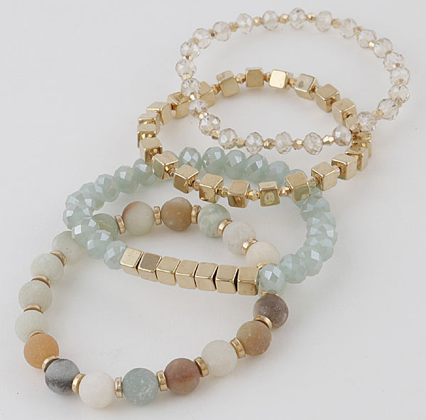 4pc Stone Bracelet Set