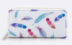 Feather Print Wallet - Pink Krush