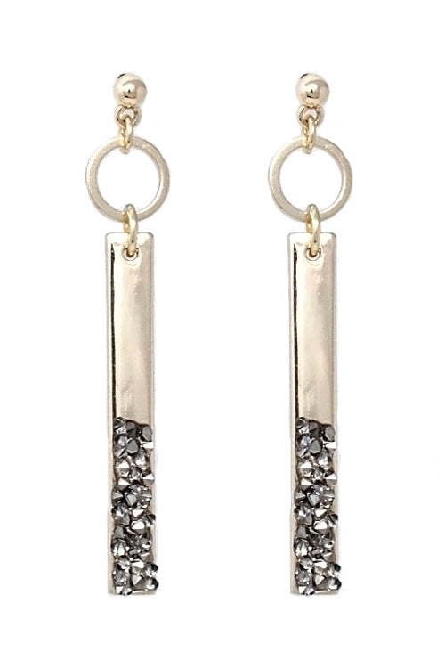 Straight Drop Stone Earrings - Pink Krush
