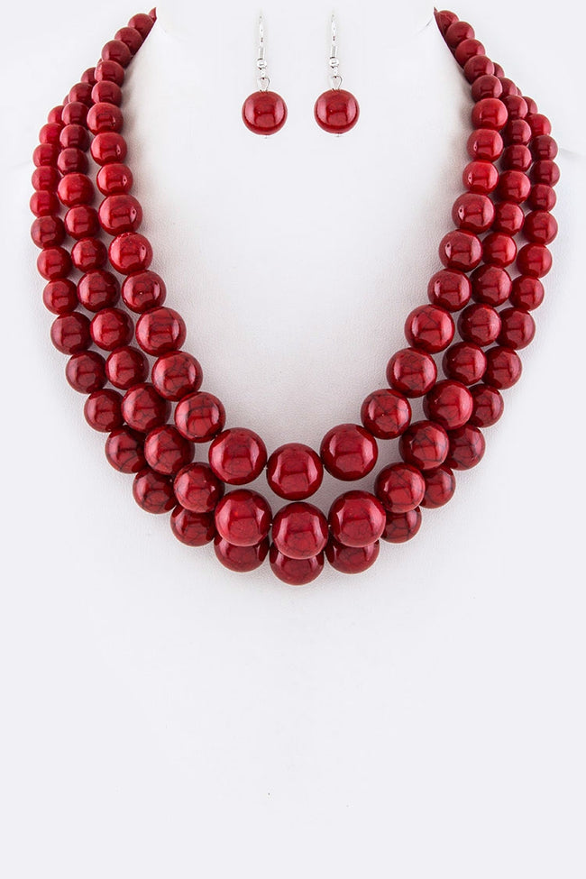 Bead Layer Necklace Set - Pink Krush
