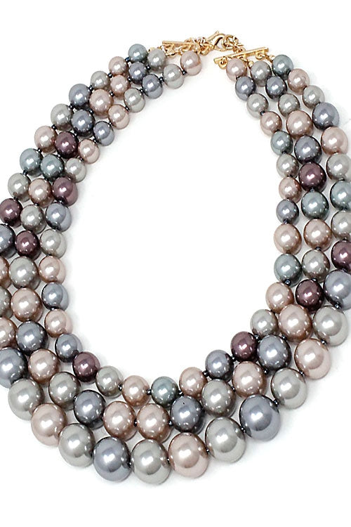 Layered Pearl Necklace Set. - Pink Krush