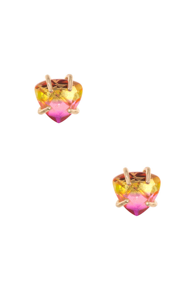 Multi Color Triangle Post Earrings - Pink Krush