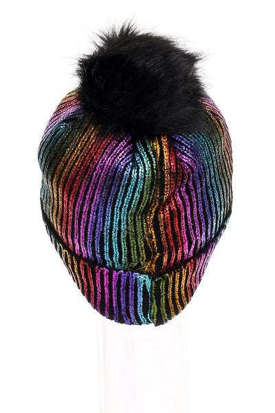 Shine Pom Pom Winter Hat - Pink Krush