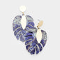 Tropical Wood Leaf Earrings - Pink Krush