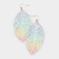 Rainbow Glitter Leather Leaf Earrings - Pink Krush