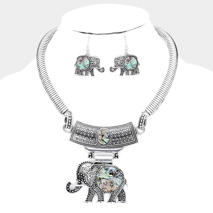 Elephant Stone Necklace Set - Pink Krush