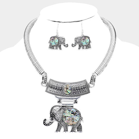 Elephant Stone Necklace Set - Pink Krush