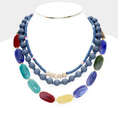 Colorful Wood Layered Necklace