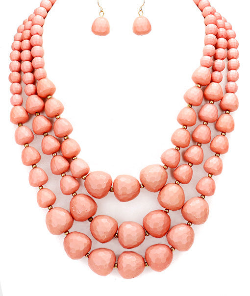 Multi Strand Bead Necklace Set - Pink Krush