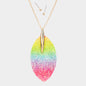 Rainbow Glitter Leather Leaf Necklace Set - Pink Krush