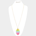 Rainbow Glitter Leather Leaf Necklace Set