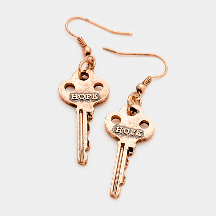 Hope Key Earrings