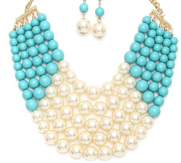 Multi Strand Bead Necklace Set - Pink Krush