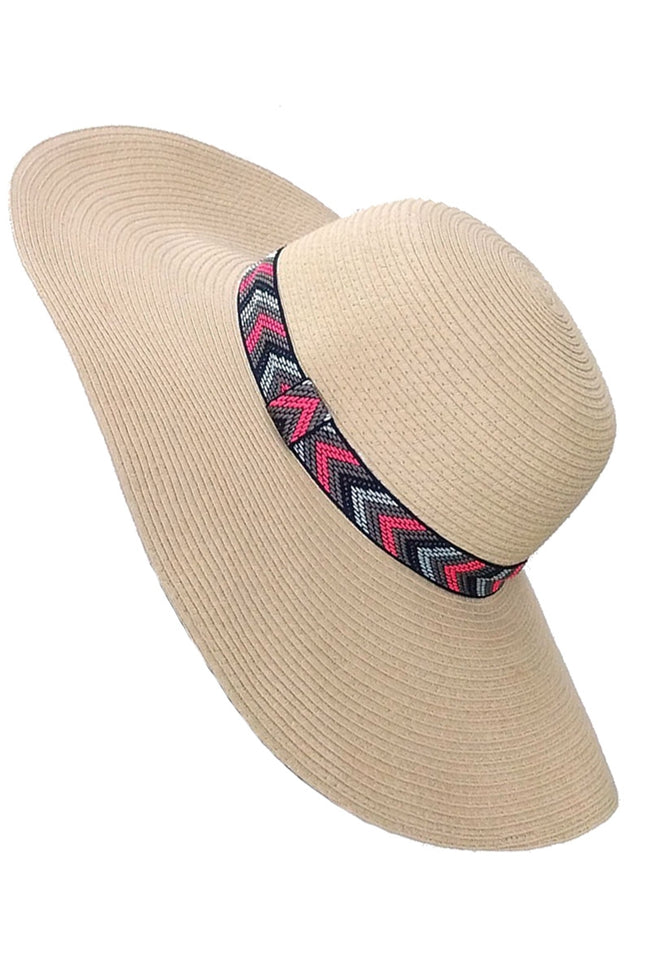 Tribal Accent Sun Straw Hat - Pink Krush