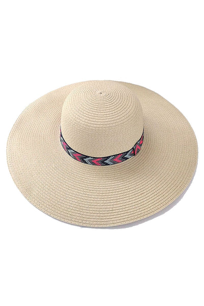 Tribal Accent Sun Straw Hat - Pink Krush