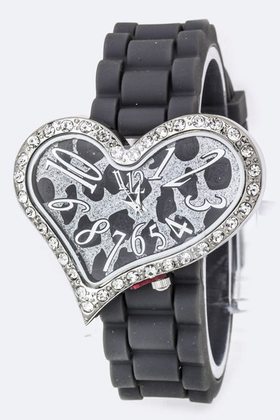 Animal Print Heart Watch - Pink Krush