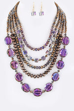 Glass Stone Layered Necklace Set