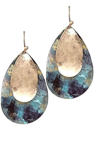 Blue Gold Round Earrings - Pink Krush