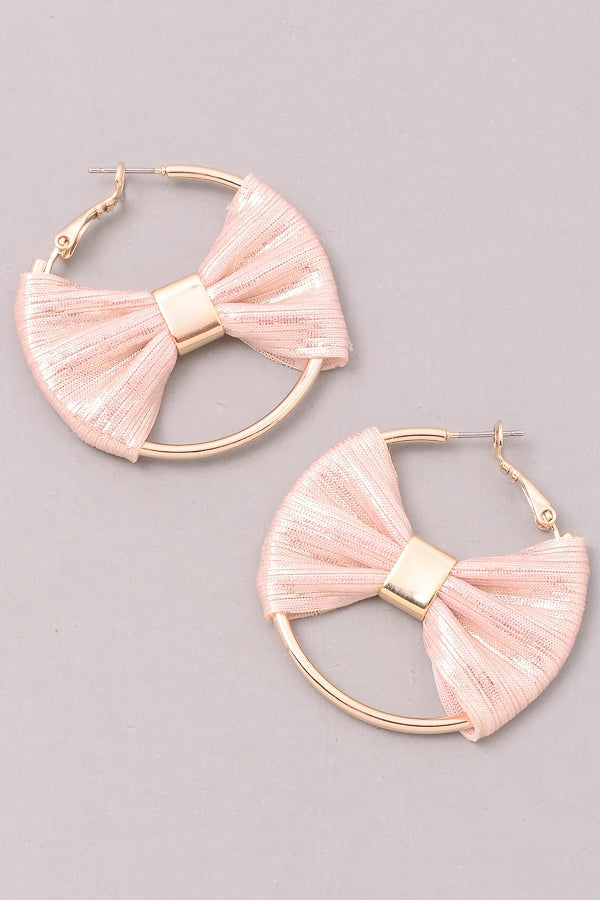 Glossy Bow Earrings - Pink Krush