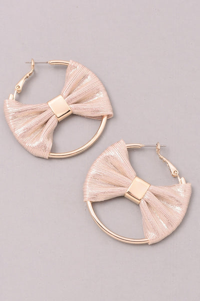 Glossy Bow Earrings - Pink Krush