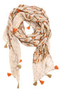 Mixed Pattern Tassel Scarf