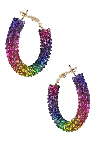 Crystal Hoop Earrings - Pink Krush