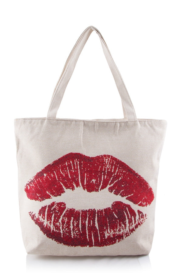 Red Lips Tote - Pink Krush
