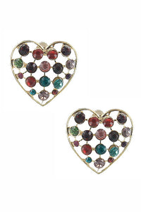 Heart Rhinestone Earrings - Pink Krush