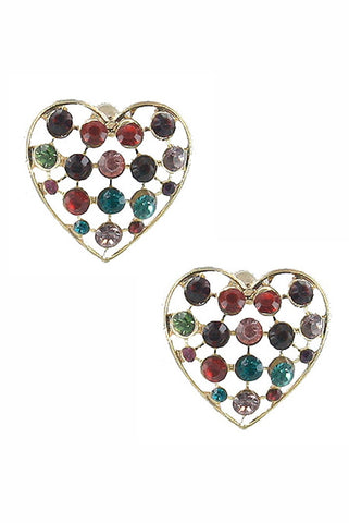 Heart Rhinestone Earrings - Pink Krush