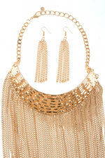 Textured Fringe Necklace Set - Pink Krush